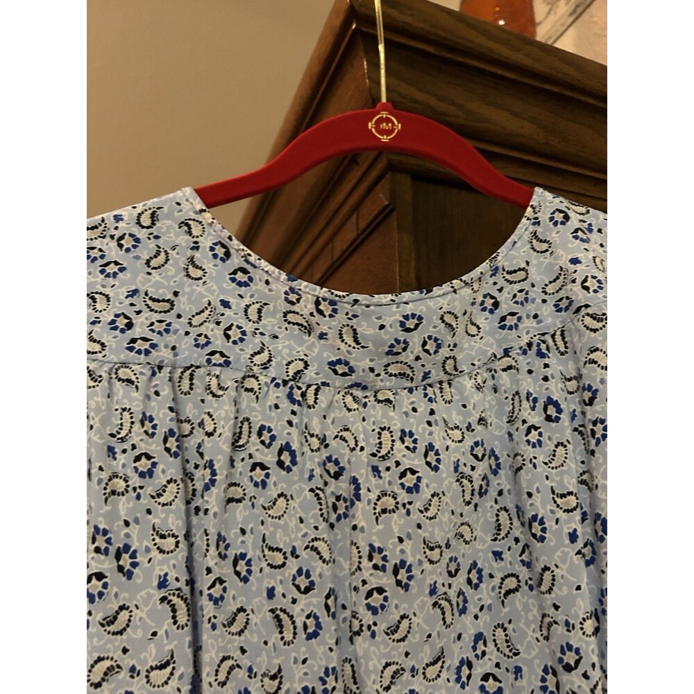 St John's Bay Blue Paisley Long Sleeve Pullover Blouse Size XXLT BoHo Peasant - Picture 9 of 10